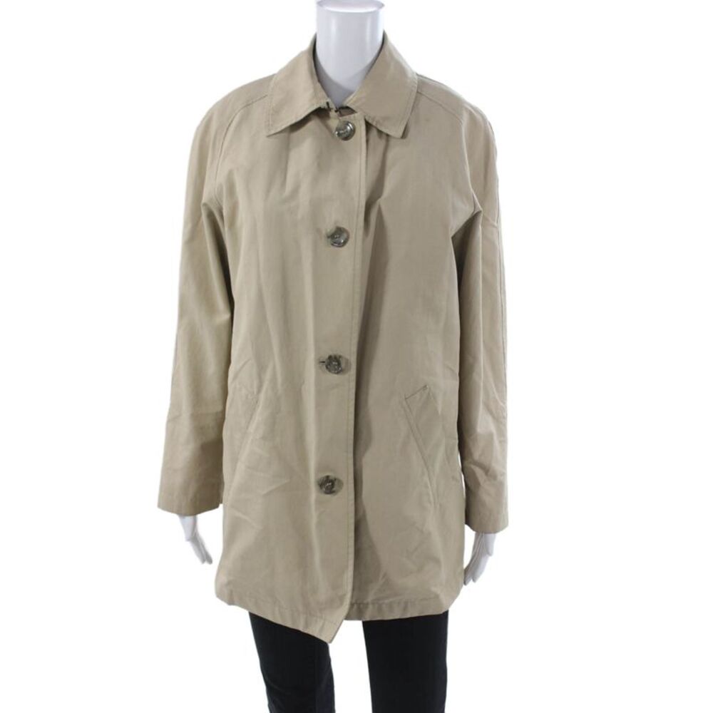 Allegri Women Raincoat Beige Polyester Button Long Sleeve Size M
